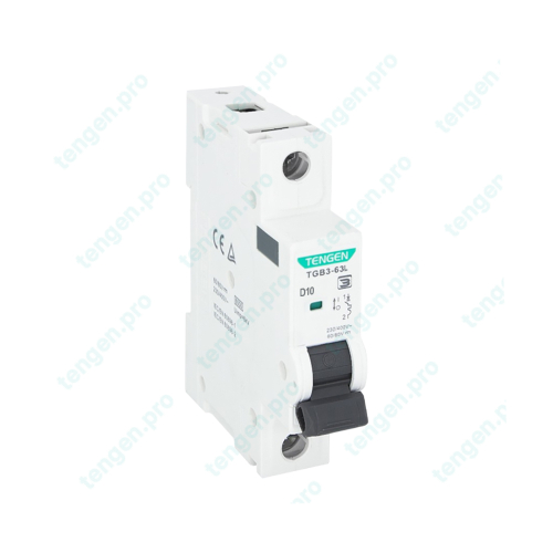 Выключатель автоматический TGB3-63L, 1P, 10A, хар-ка D, 15kA, 1M