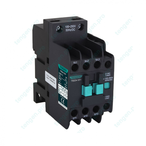 Контактор TGCA-1211 100-250V 50Hz/DC, 3P, 12A/(25A по AC-1), 5.5kW(400VAC), 100-250VAC/DC, 1NO+1NC