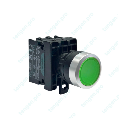 Кнопка TGLA1-DP1, 1NO, 3A(230VAC), зеленая, LED 220VAC/DC, IP65