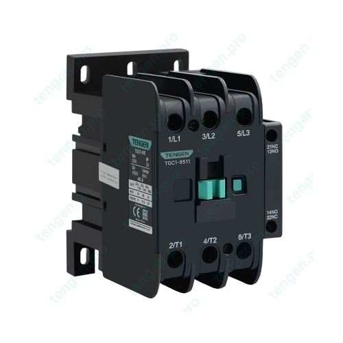 Контактор TGC1-9511F5, 3P, 95A/(110A по AC-1), 45kW(400VAC), 110VAC, 1NO+1NC