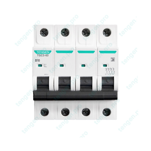 Выключатель автоматический TGB3-63, 4P, 10A, хар-ка B, 6kA, 4M