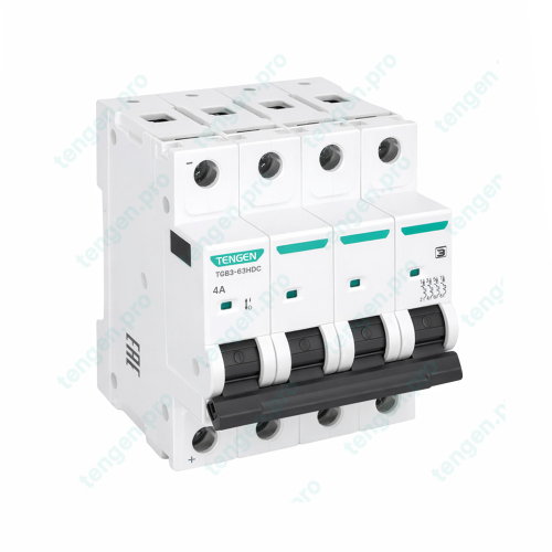 Выключатель автоматический TGB3-63HDC, 4P, 4A, хар-ка D, 10kA, 250VDC на полюс, 4M