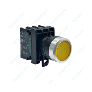 Кнопка TGLA1-DP5, 1NO+1NC, 3A(230VAC), желтая, LED 220VAC/DC, IP65