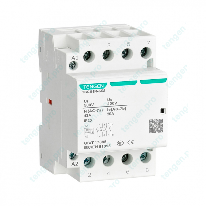 Контактор TGCH1N-6331, 3NO+1NC, 63A, 230VAC, мех. индикация, 3M Контактор TGCH1N-6331, 3NO+1NC, 63A, 230VAC, мех. индикация, 3M