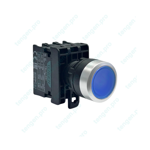 Кнопка TGLA1-DP5, 1NO+1NC, 3A(230VAC), синяя, LED 220VAC/DC, IP65