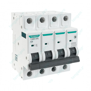 Выключатель автоматический TGB3-63L, 4P, 1A, хар-ка C, 15kA, 4M