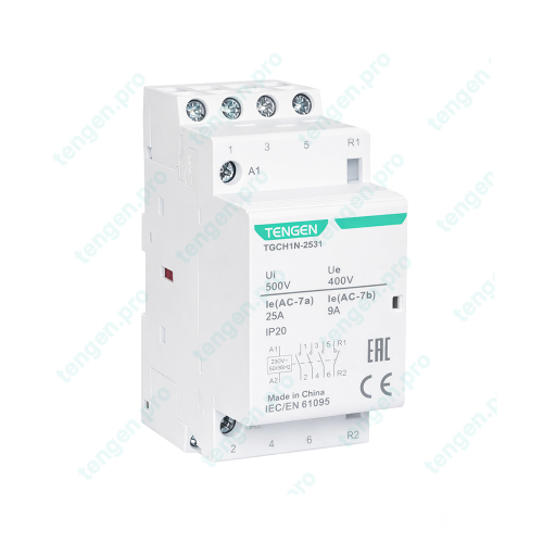 Контактор TGCH1N-2531, 3NO+1NC, 25A, 230VAC, мех. индикация, 2M