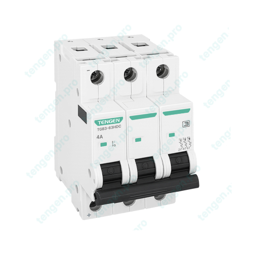 Выключатель автоматический TGB3-63HDC, 3P, 4A, хар-ка D, 10kA, 250VDC на полюс, 3M