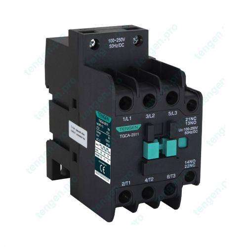 Контактор TGCA-2511 100-250V 50Hz/DC, 3P, 25A/(40A по AC-1), 11kW(400VAC), 100-250VAC/DC, 1NO+1NC