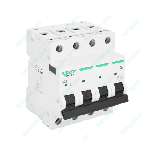 Выключатель автоматический TGB3-63, 4P, 25A, хар-ка C, 6kA, 4M