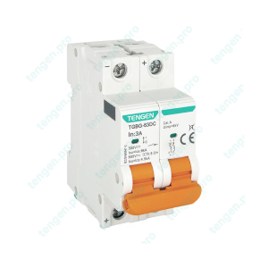 Выключатель автоматический TGBG-63DC, 2P, 3A, хар-ка C, 6kA, 250VDC на полюс, 2M
